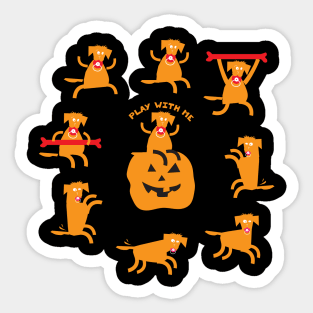 Halloween with Black Dogs Sticker